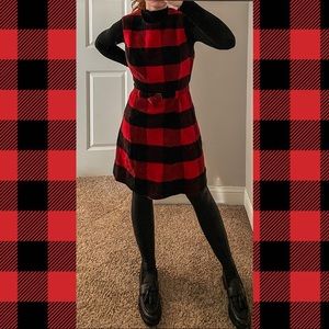 Wool 70s Inspired Limited America Buffalo Plaid belted dress Size 6 / 8